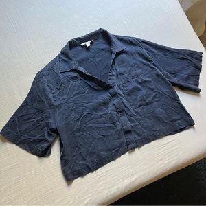 Lunya Washable Silk Button Up Crop Shirt